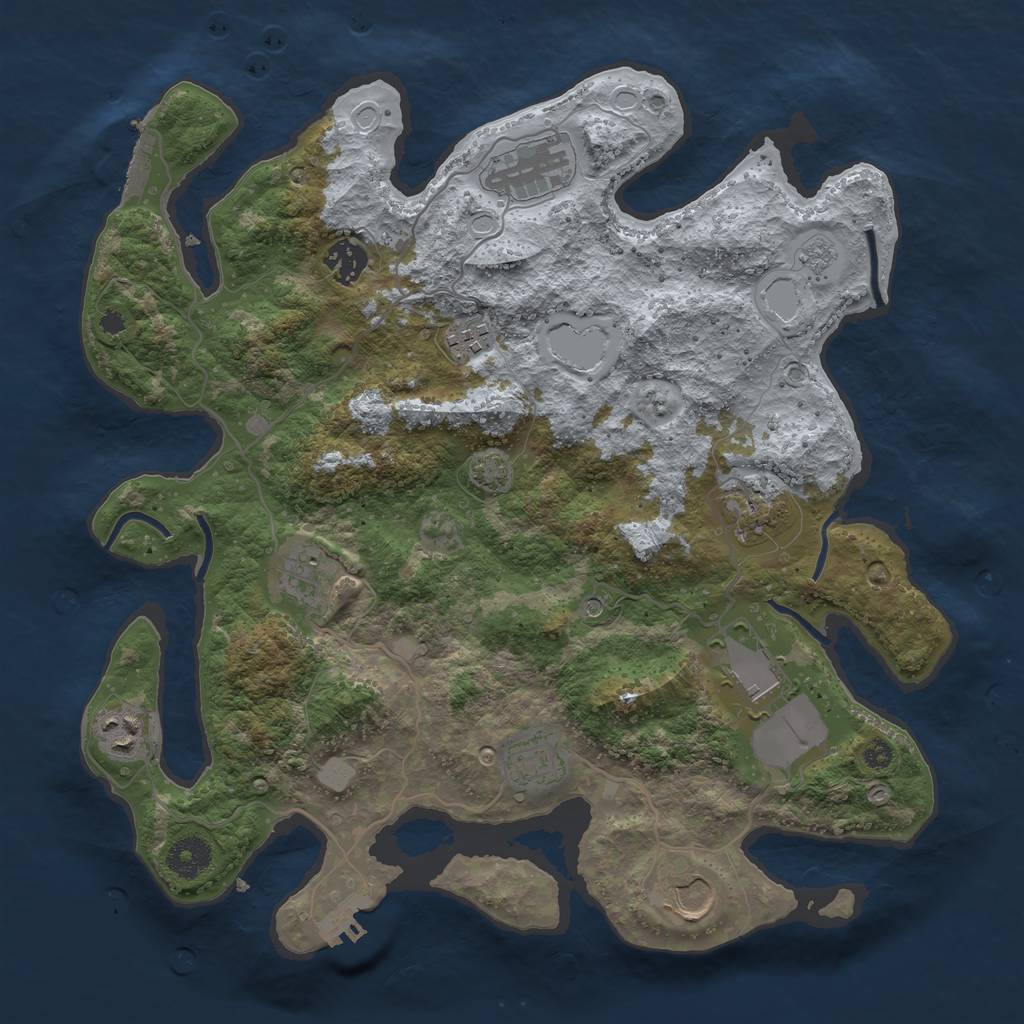 Rust Map: Procedural Map, Size: 3600, Seed: 73518902, 17 Monuments