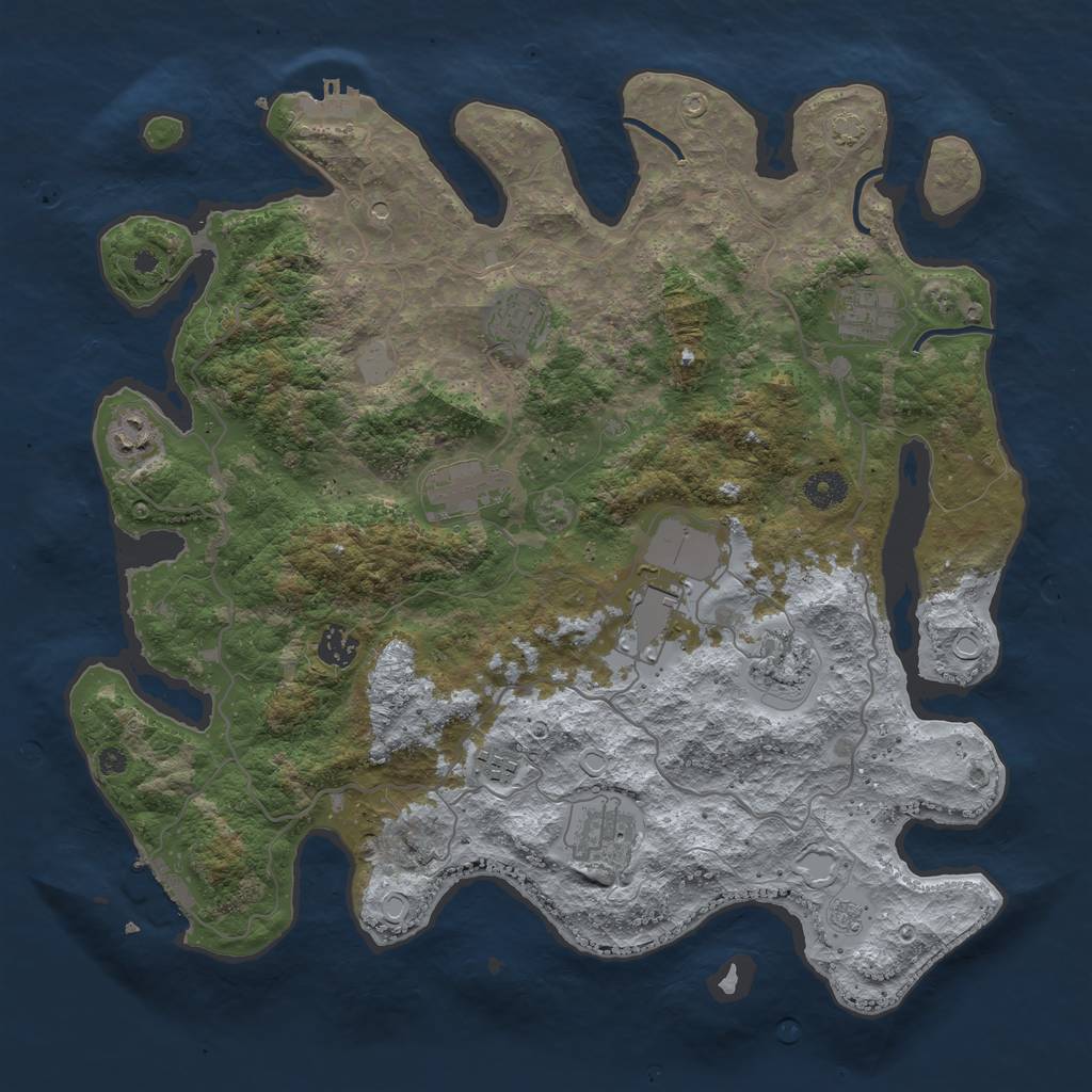 Rust Map: Procedural Map, Size: 4000, Seed: 1291844563, 17 Monuments