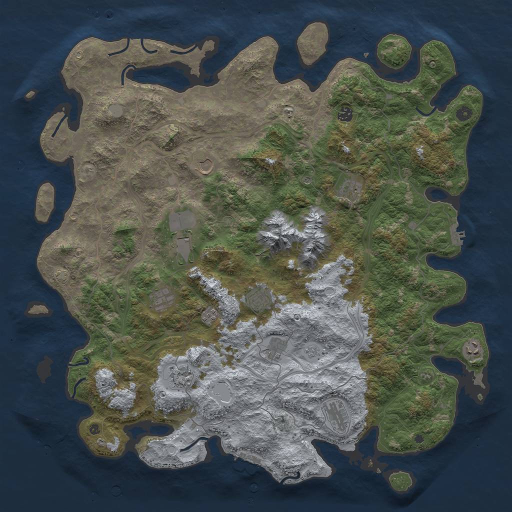 Rust Map: Procedural Map, Size: 5000, Seed: 323624416, 19 Monuments