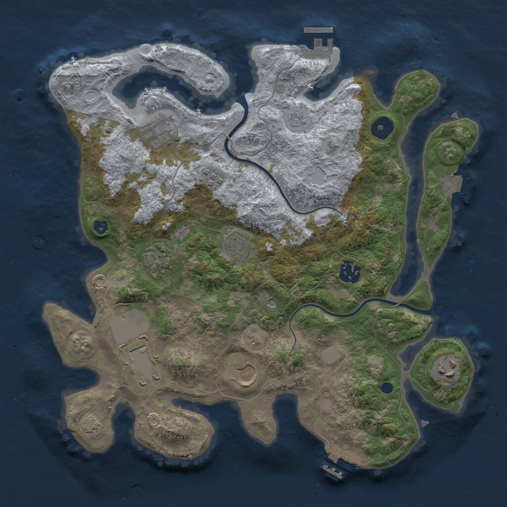 Rust Map: Procedural Map, Size: 3500, Seed: 1866595, 14 Monuments