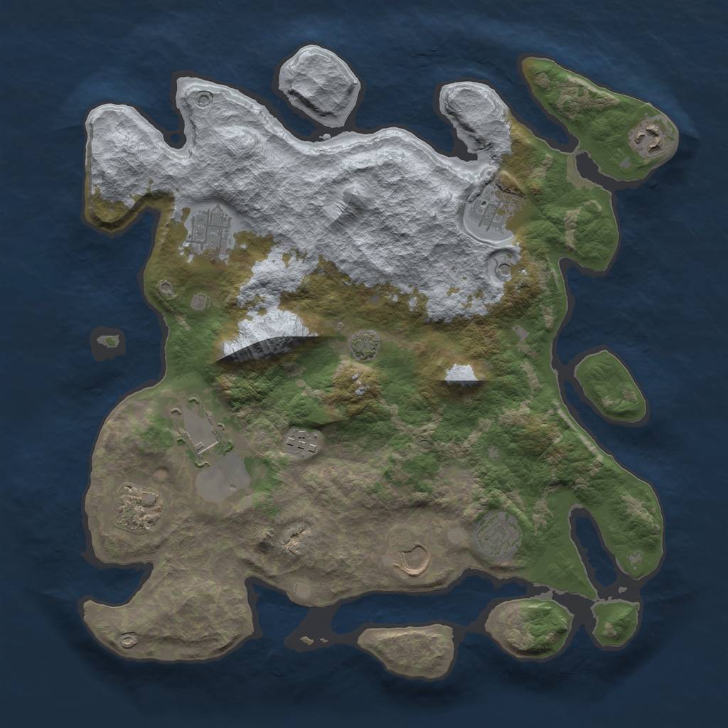 Rust Map: Barren, Size: 3600, Seed: 77943064, 12 Monuments