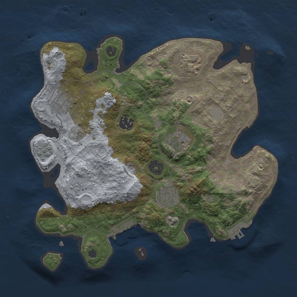 Rust Map: Procedural Map, Size: 3000, Seed: 1861474388, 14 Monuments