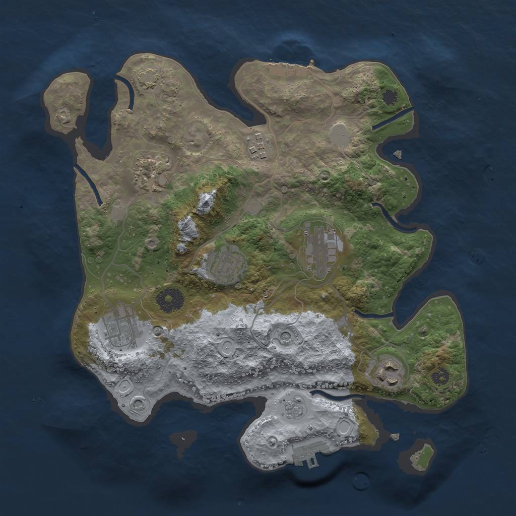 Rust Map: Procedural Map, Size: 3000, Seed: 329739400, 14 Monuments