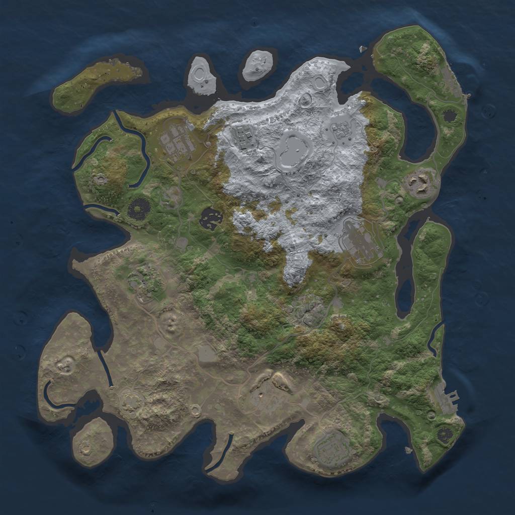 Rust Map: Procedural Map, Size: 3450, Seed: 49083198, 15 Monuments