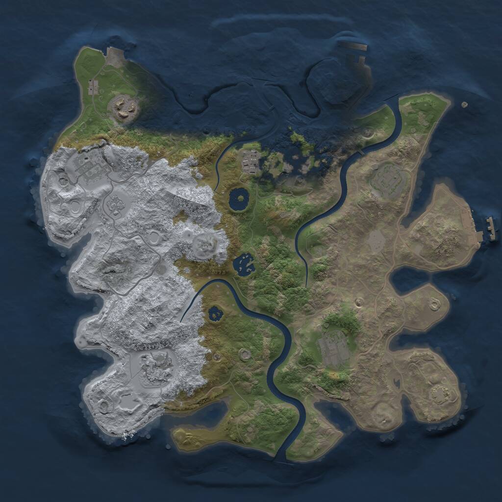 Rust Map: Procedural Map, Size: 3400, Seed: 70914883, 14 Monuments