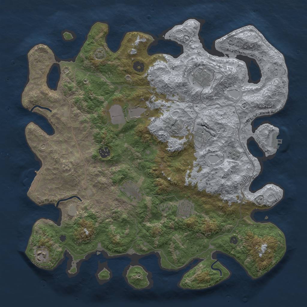 Rust Map: Procedural Map, Size: 4100, Seed: 51834458, 16 Monuments