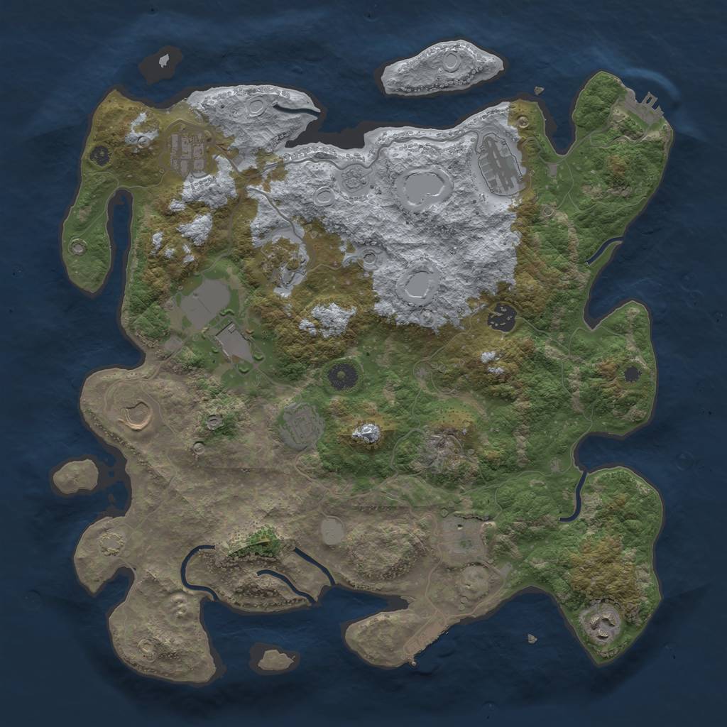 Rust Map: Procedural Map, Size: 3850, Seed: 746747048, 17 Monuments