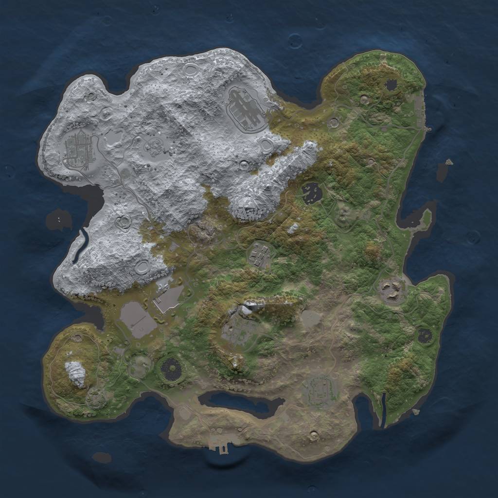 Rust Map: Procedural Map, Size: 3500, Seed: 90840740, 16 Monuments