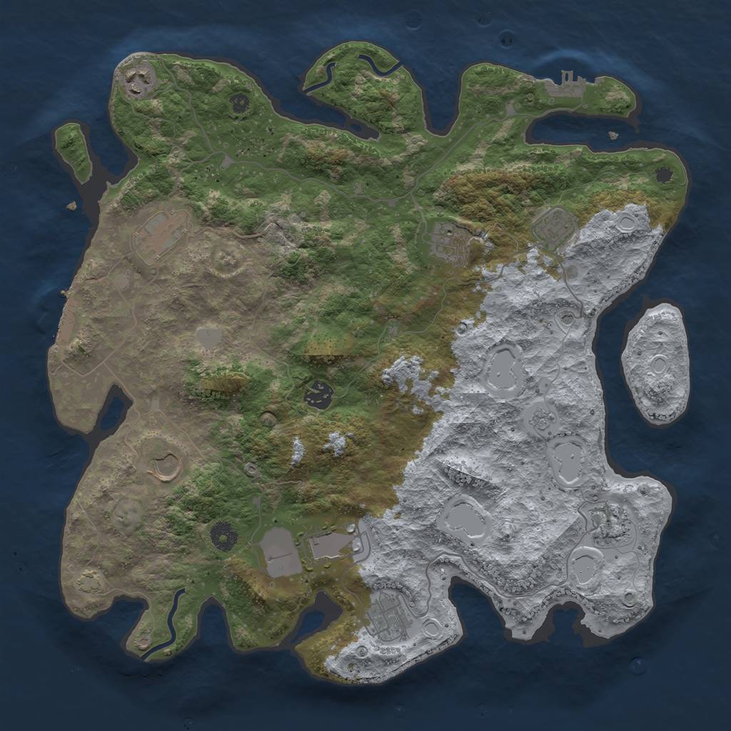 Rust Map: Procedural Map, Size: 3900, Seed: 4971188, 17 Monuments