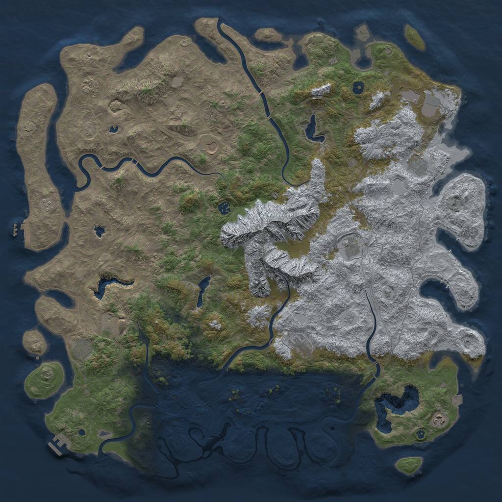 Rust Map: Procedural Map, Size: 6000, Seed: 236577728, 17 Monuments