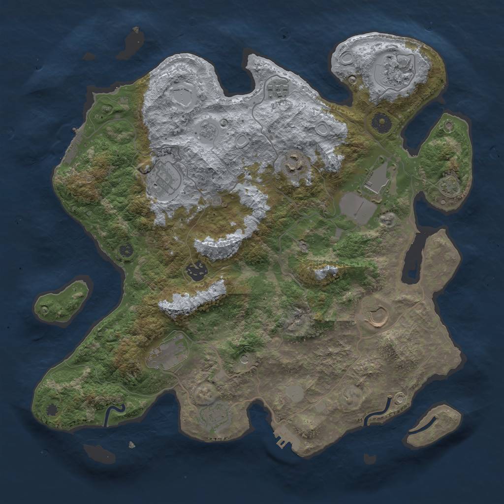 Rust Map: Procedural Map, Size: 3750, Seed: 29347, 17 Monuments