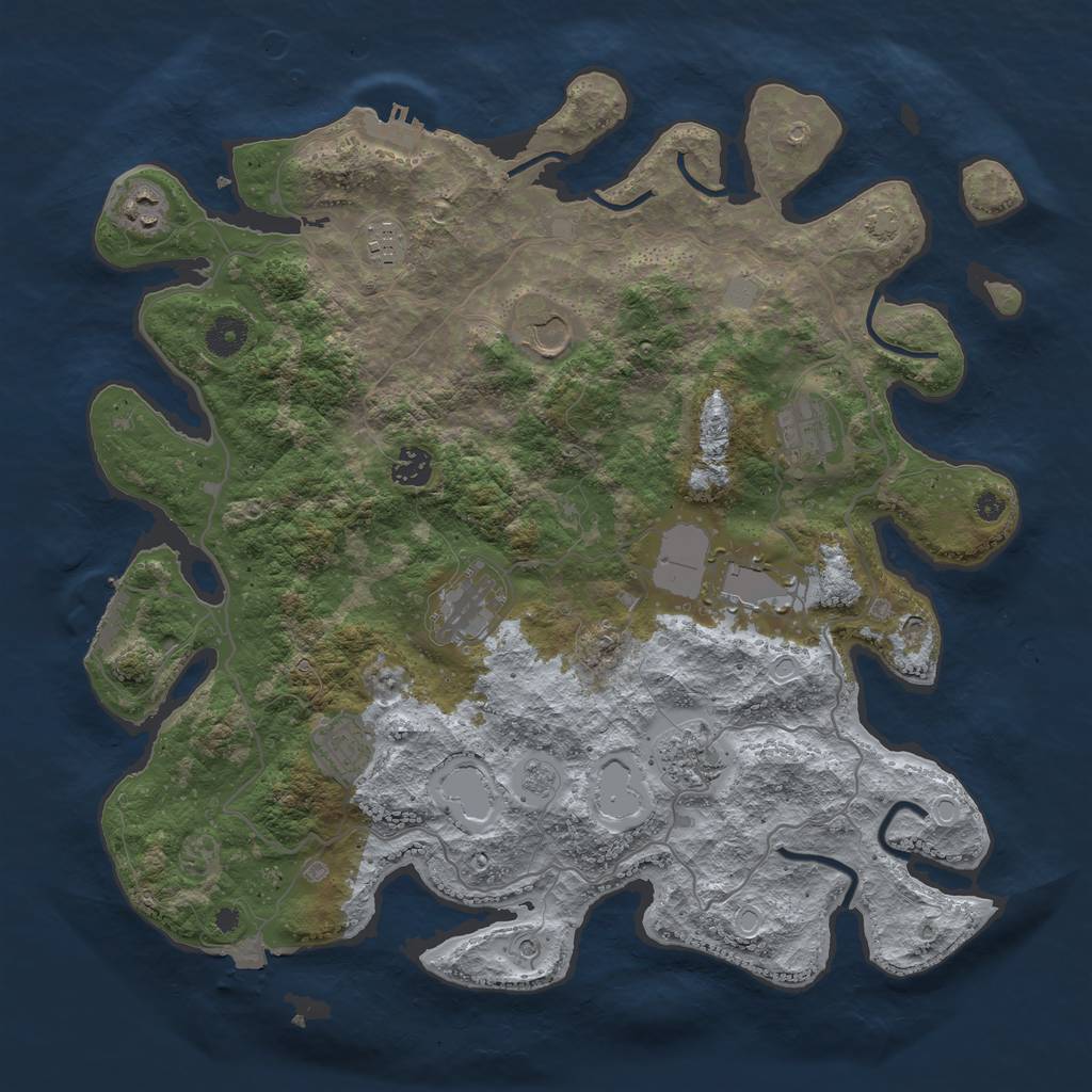 Rust Map: Procedural Map, Size: 4000, Seed: 677670761, 17 Monuments