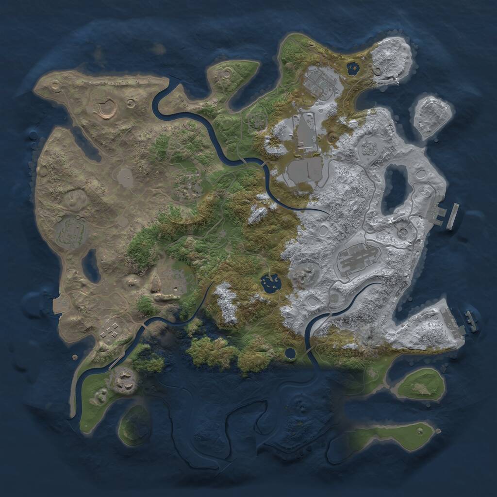 Rust Map: Procedural Map, Size: 3750, Seed: 1303019352, 16 Monuments