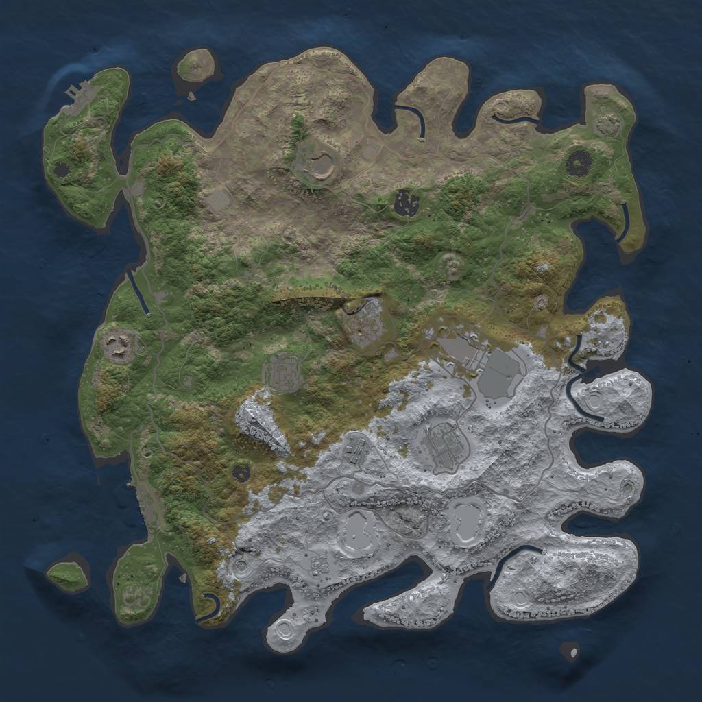 Rust Map: Procedural Map, Size: 4000, Seed: 2086023891, 16 Monuments