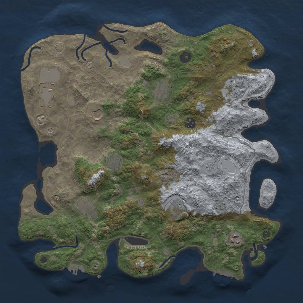 Rust Map: Procedural Map, Size: 4000, Seed: 970678247, 18 Monuments