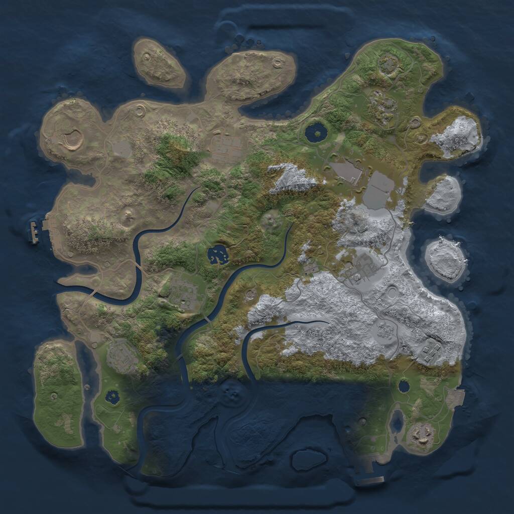Rust Map: Procedural Map, Size: 3700, Seed: 1585533303, 16 Monuments