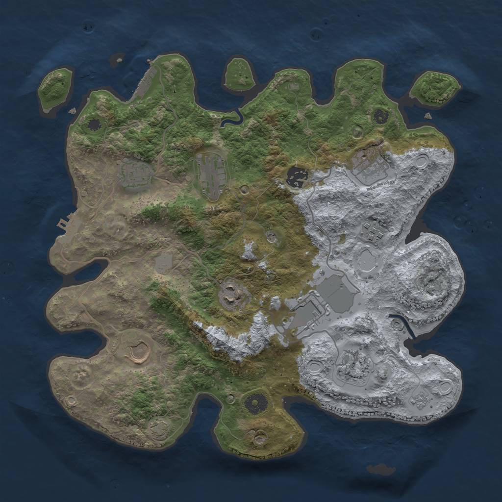 Rust Map: Procedural Map, Size: 3500, Seed: 889625993, 17 Monuments