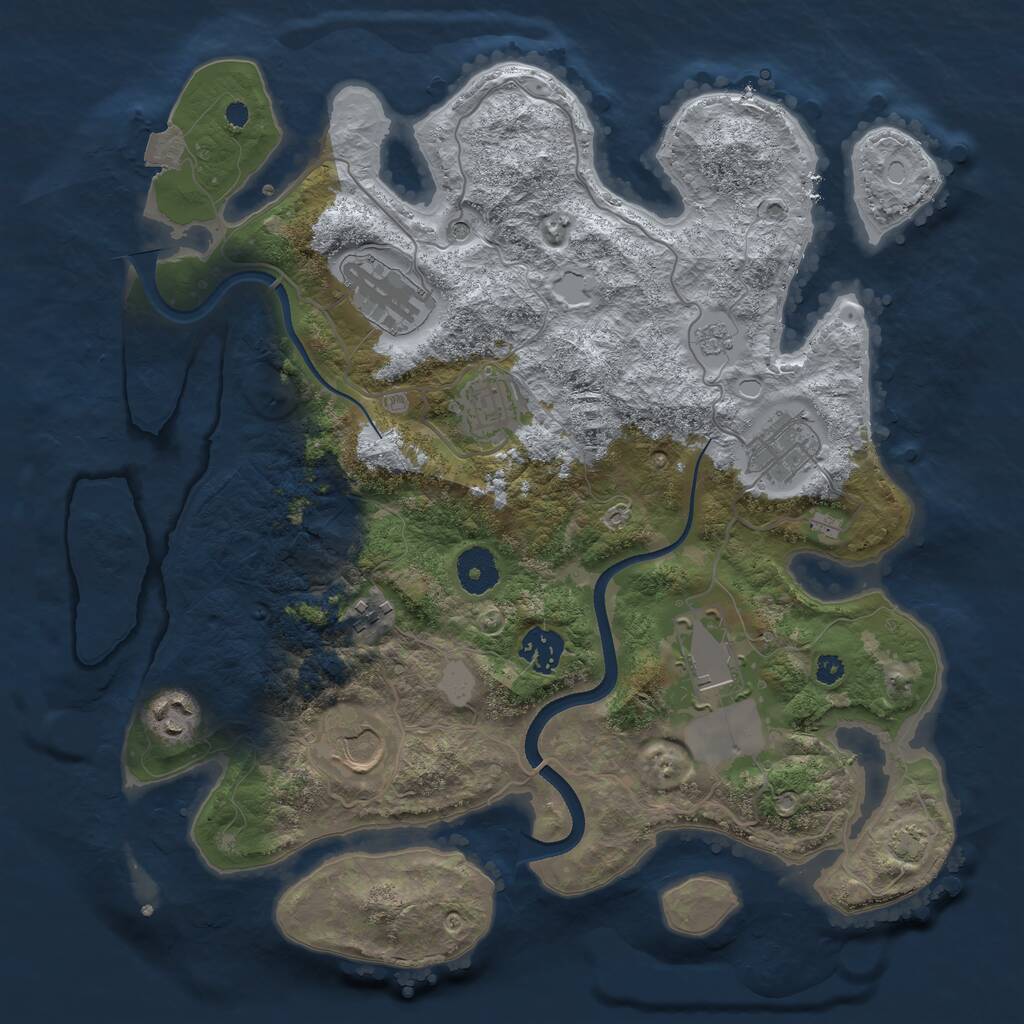 Rust Map: Procedural Map, Size: 3500, Seed: 46371, 12 Monuments