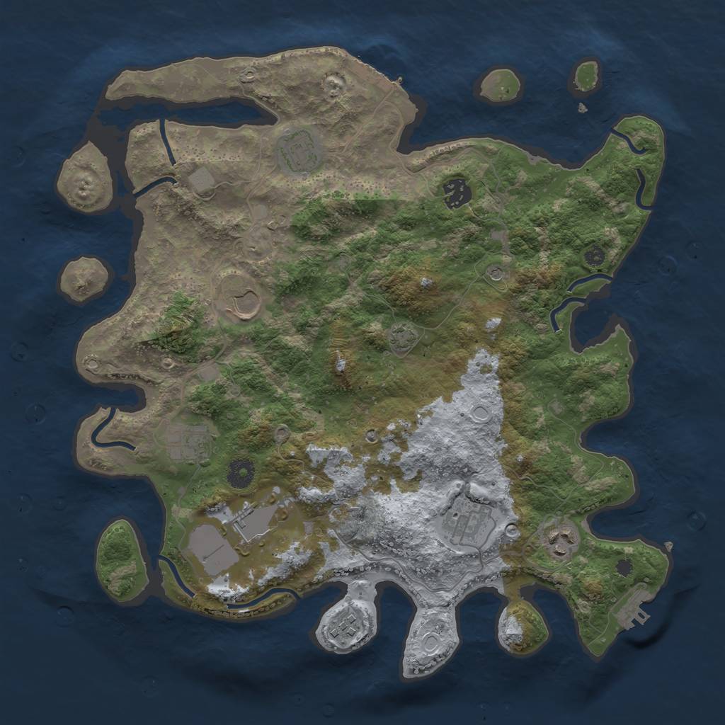 Rust Map: Procedural Map, Size: 3700, Seed: 100512318, 15 Monuments