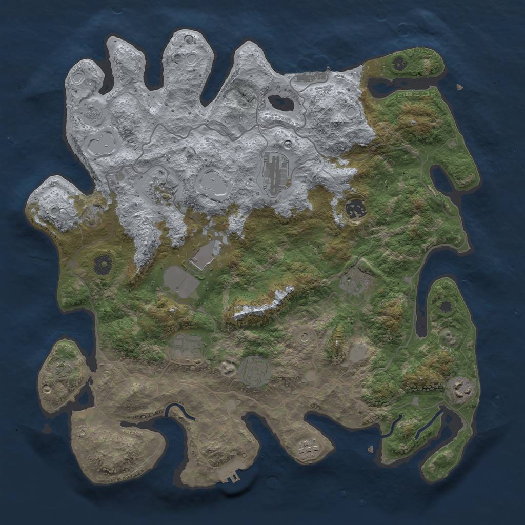Rust Map: Procedural Map, Size: 4000, Seed: 2050818049, 17 Monuments