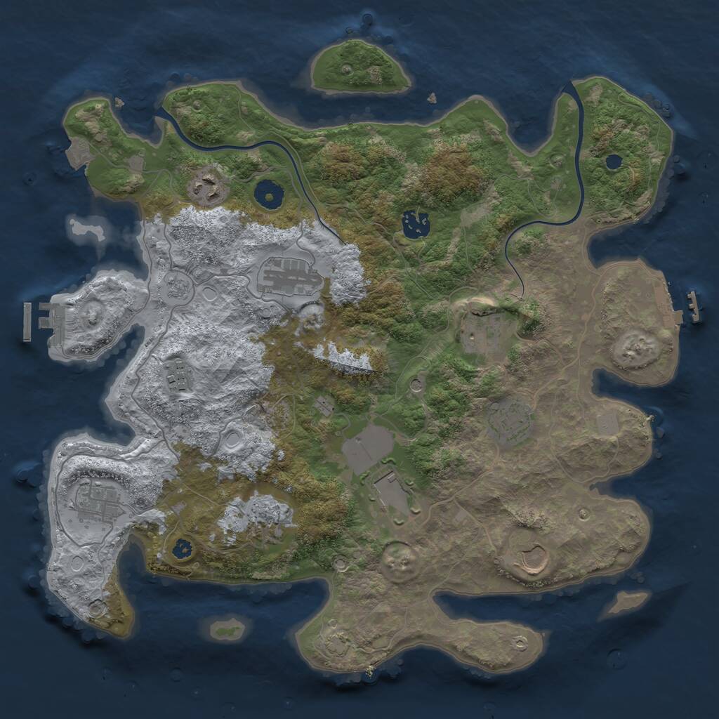 Rust Map: Procedural Map, Size: 3700, Seed: 182222924, 16 Monuments