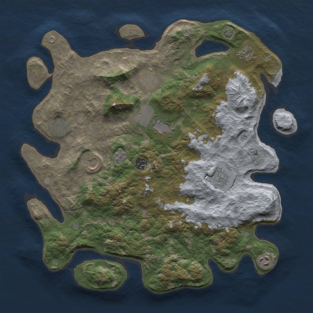 Rust Map: Barren, Size: 4000, Seed: 517487564, 13 Monuments