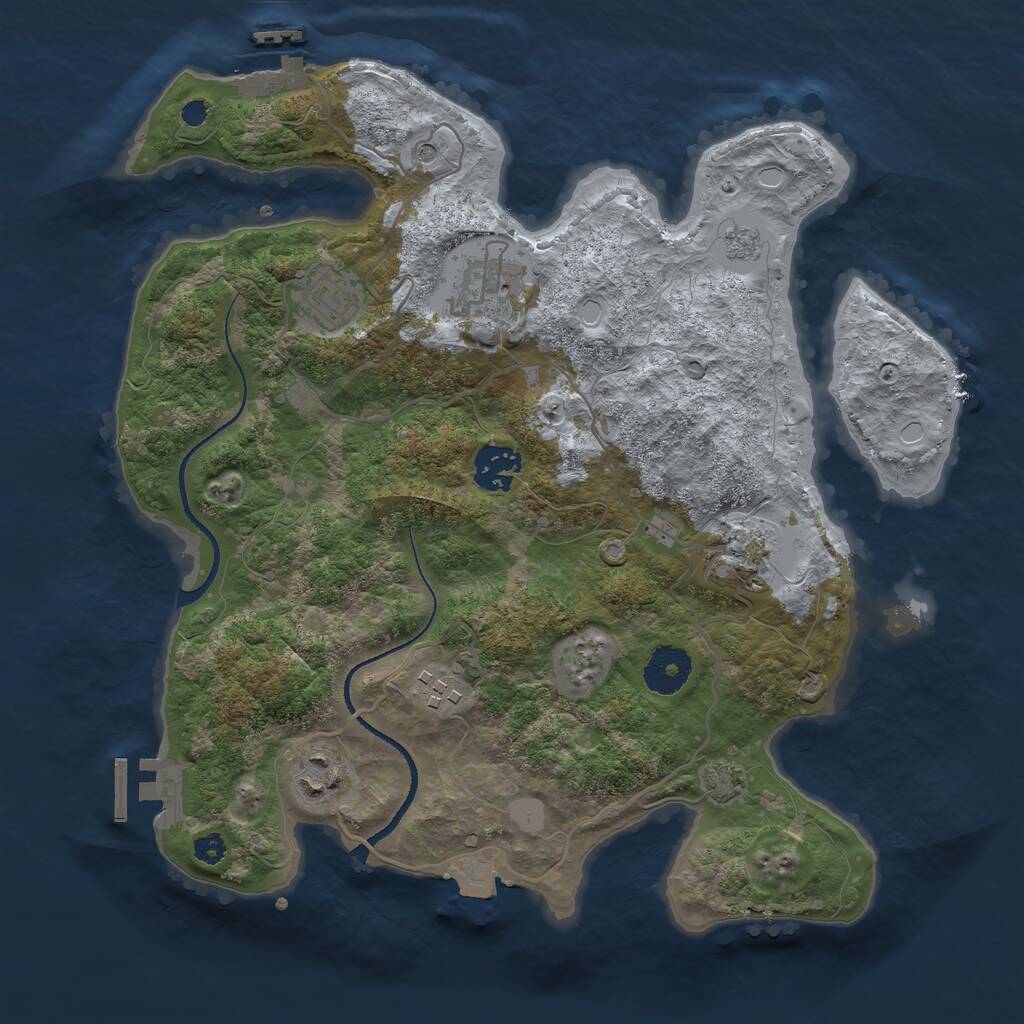 Rust Map: Procedural Map, Size: 3250, Seed: 735504185, 12 Monuments