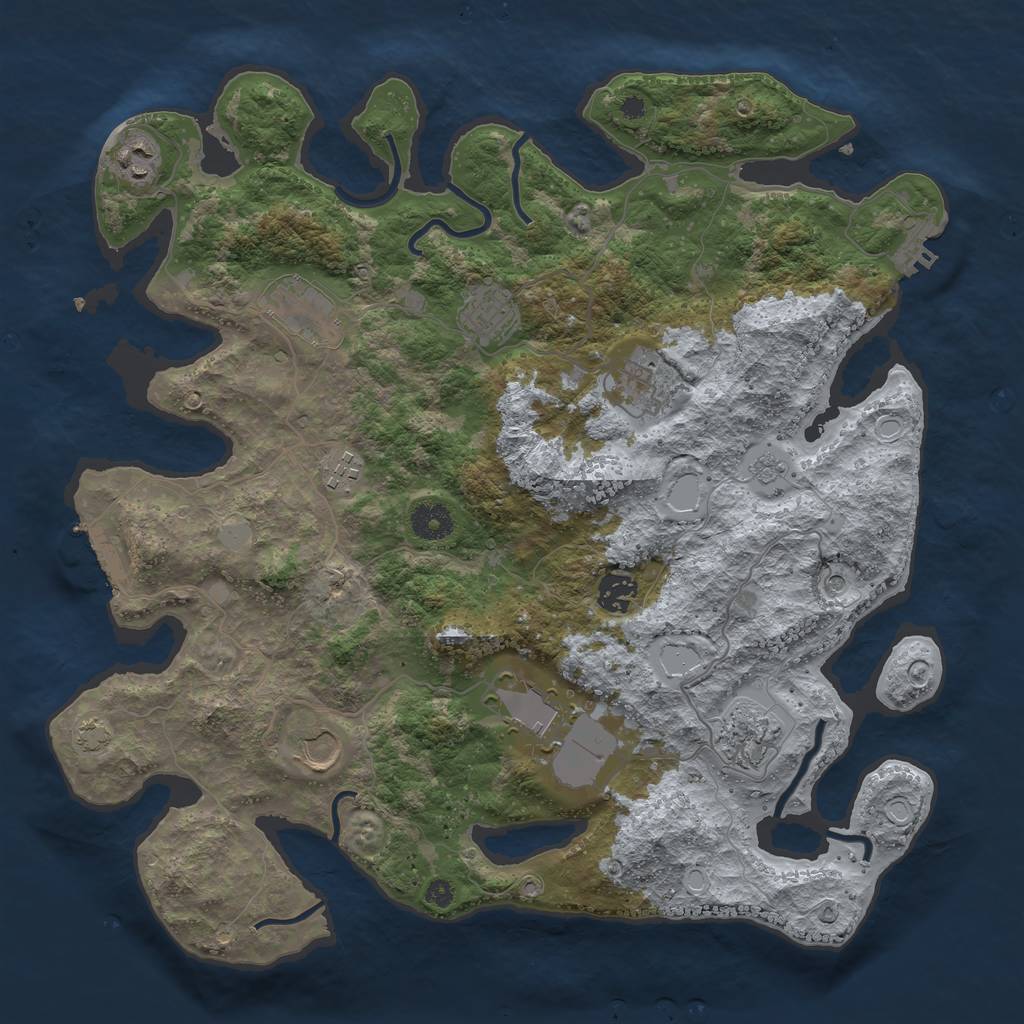 Rust Map: Procedural Map, Size: 3850, Seed: 1831163904, 17 Monuments