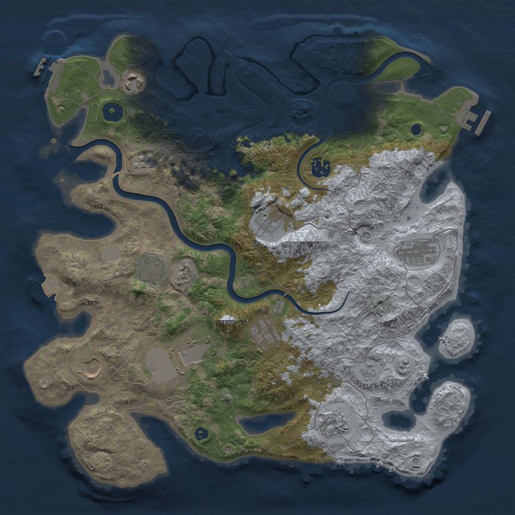 Rust Map: Procedural Map, Size: 3850, Seed: 1831163904, 16 Monuments