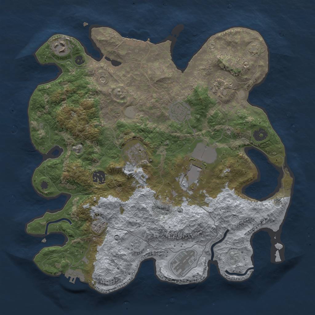 Rust Map: Procedural Map, Size: 3500, Seed: 1418110850, 16 Monuments