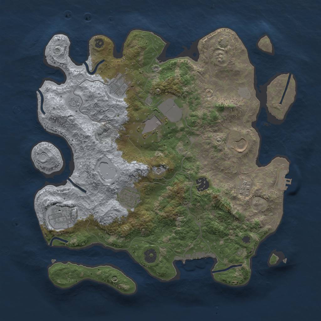 Rust Map: Procedural Map, Size: 3500, Seed: 2047288372, 15 Monuments