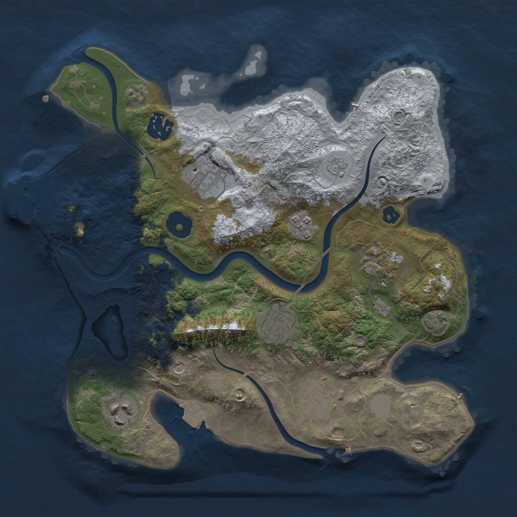 Rust Map: Procedural Map, Size: 3000, Seed: 29404, 12 Monuments