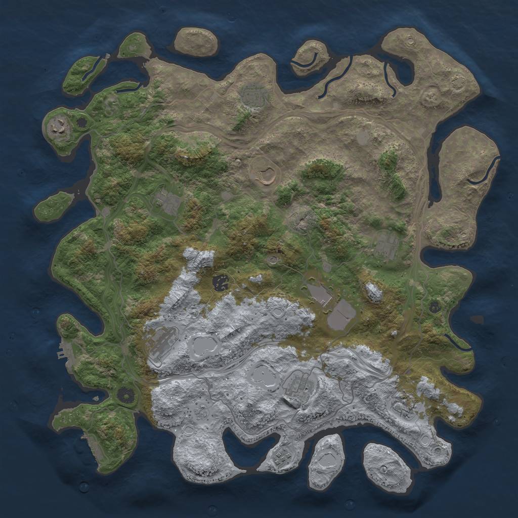 Rust Map: Procedural Map, Size: 4500, Seed: 1382512, 19 Monuments