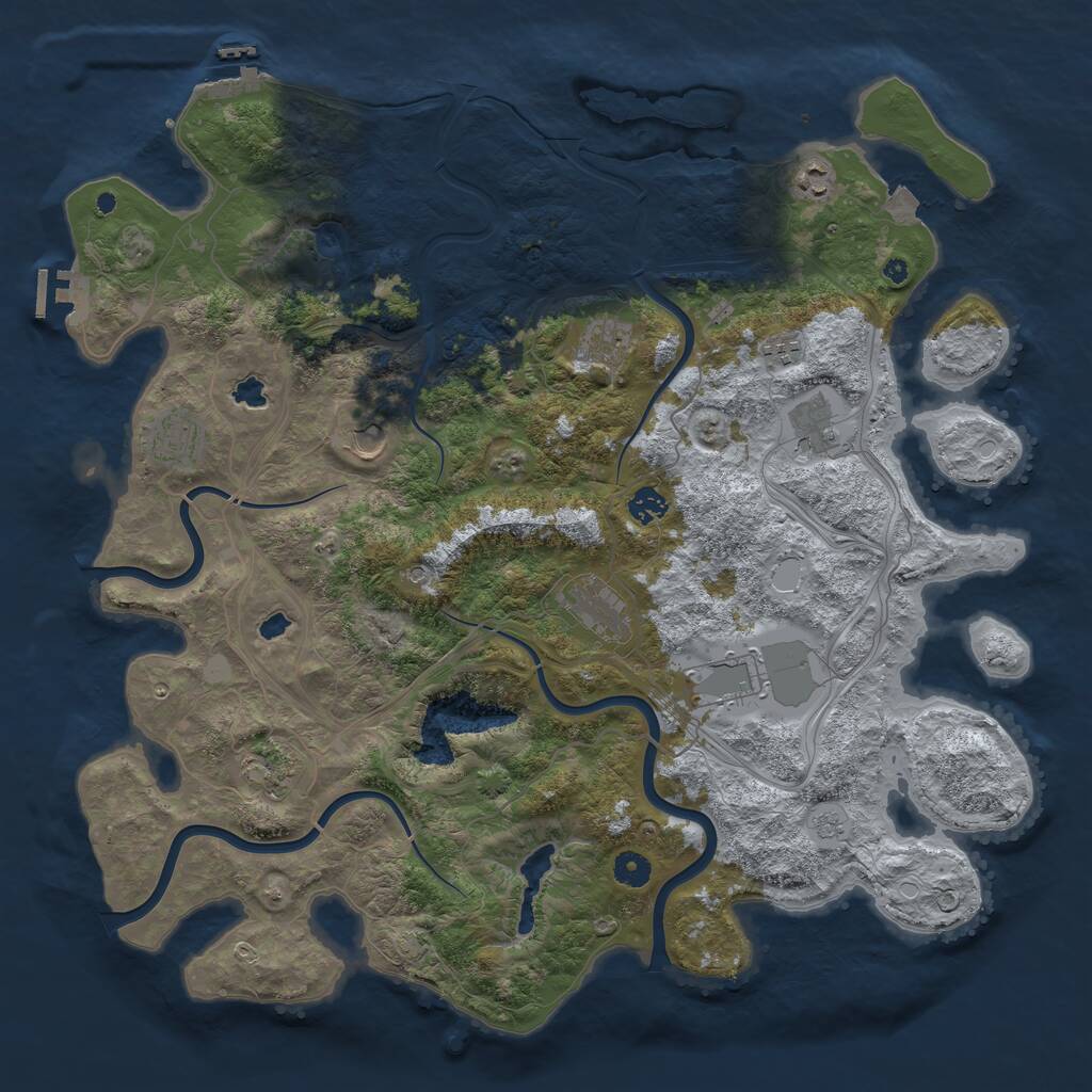 Rust Map: Procedural Map, Size: 4500, Seed: 1936483370, 16 Monuments