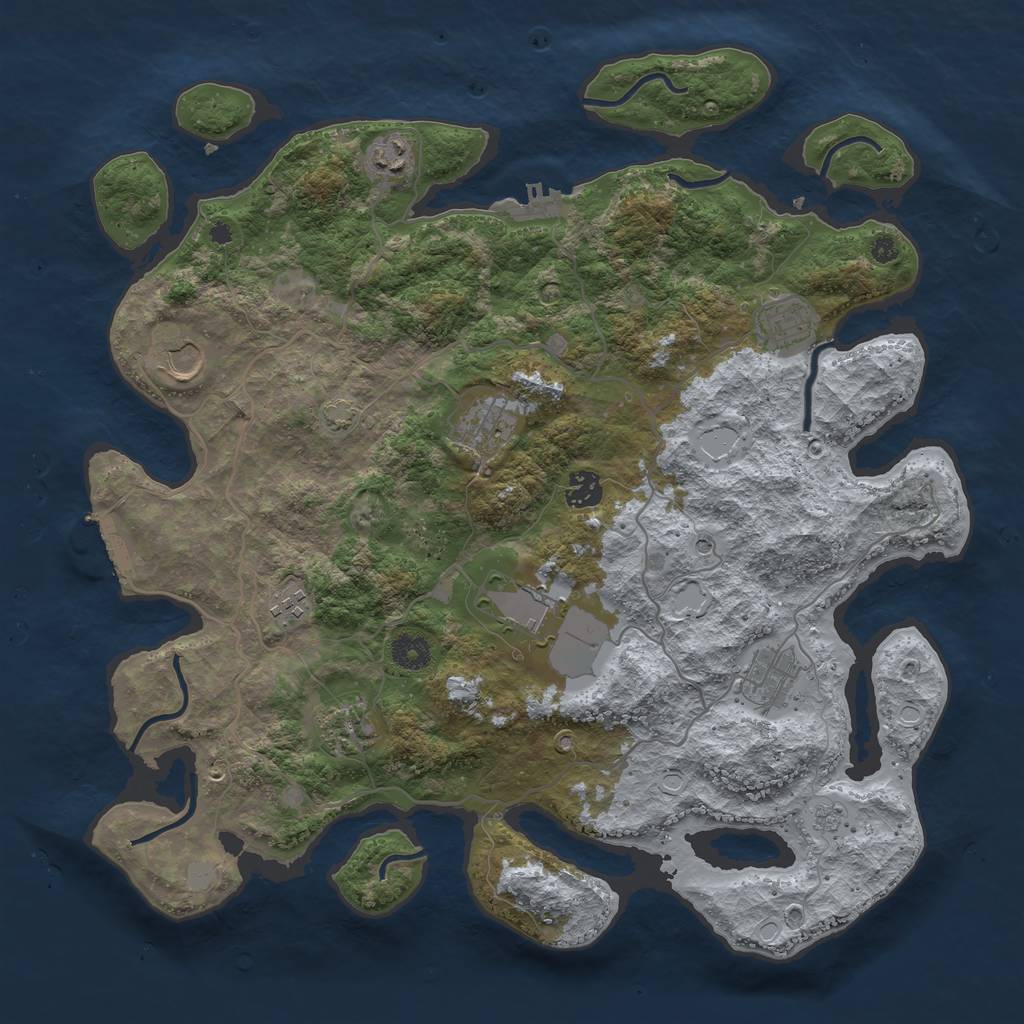 Rust Map: Procedural Map, Size: 4000, Seed: 171902699, 17 Monuments