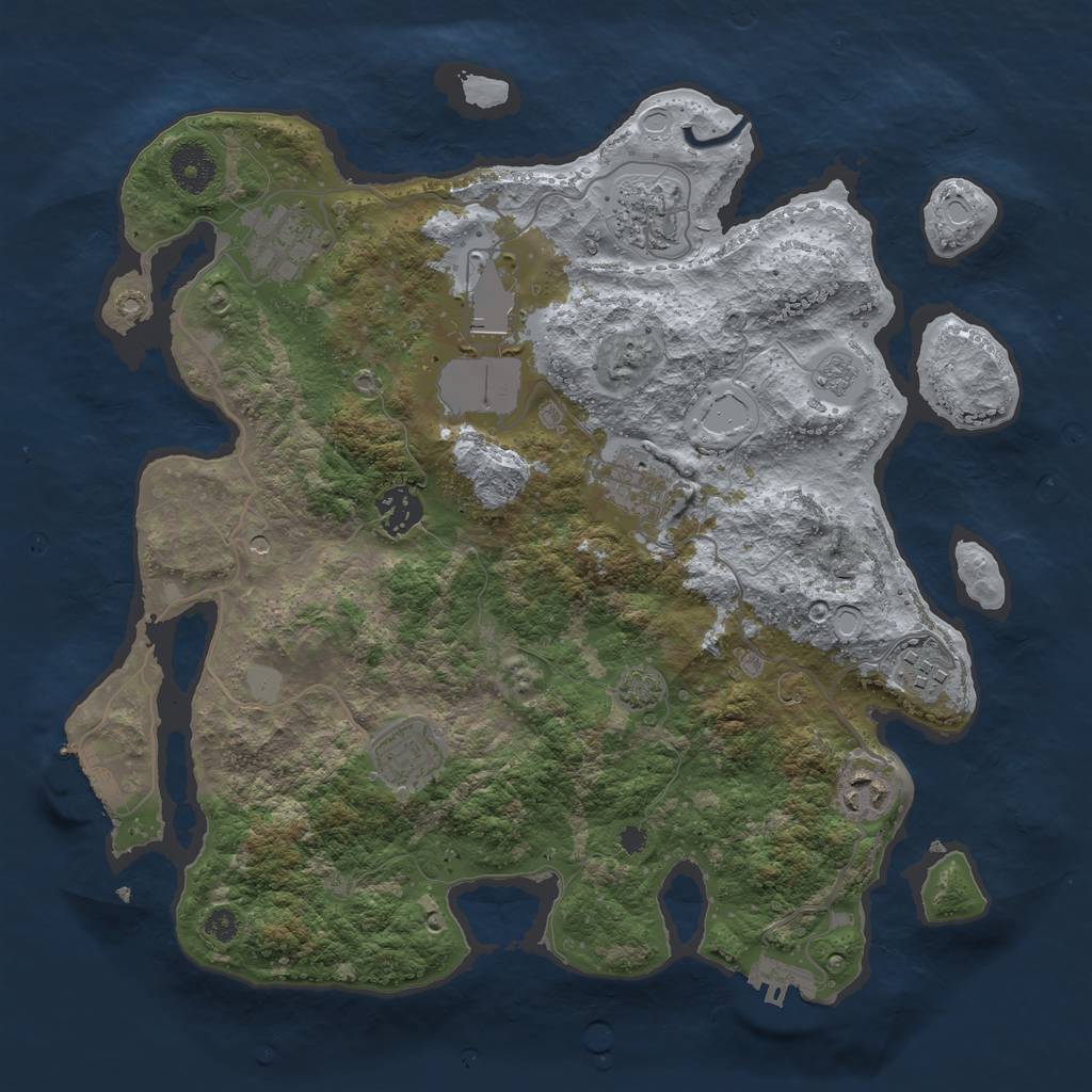 Rust Map: Procedural Map, Size: 3500, Seed: 1454, 16 Monuments
