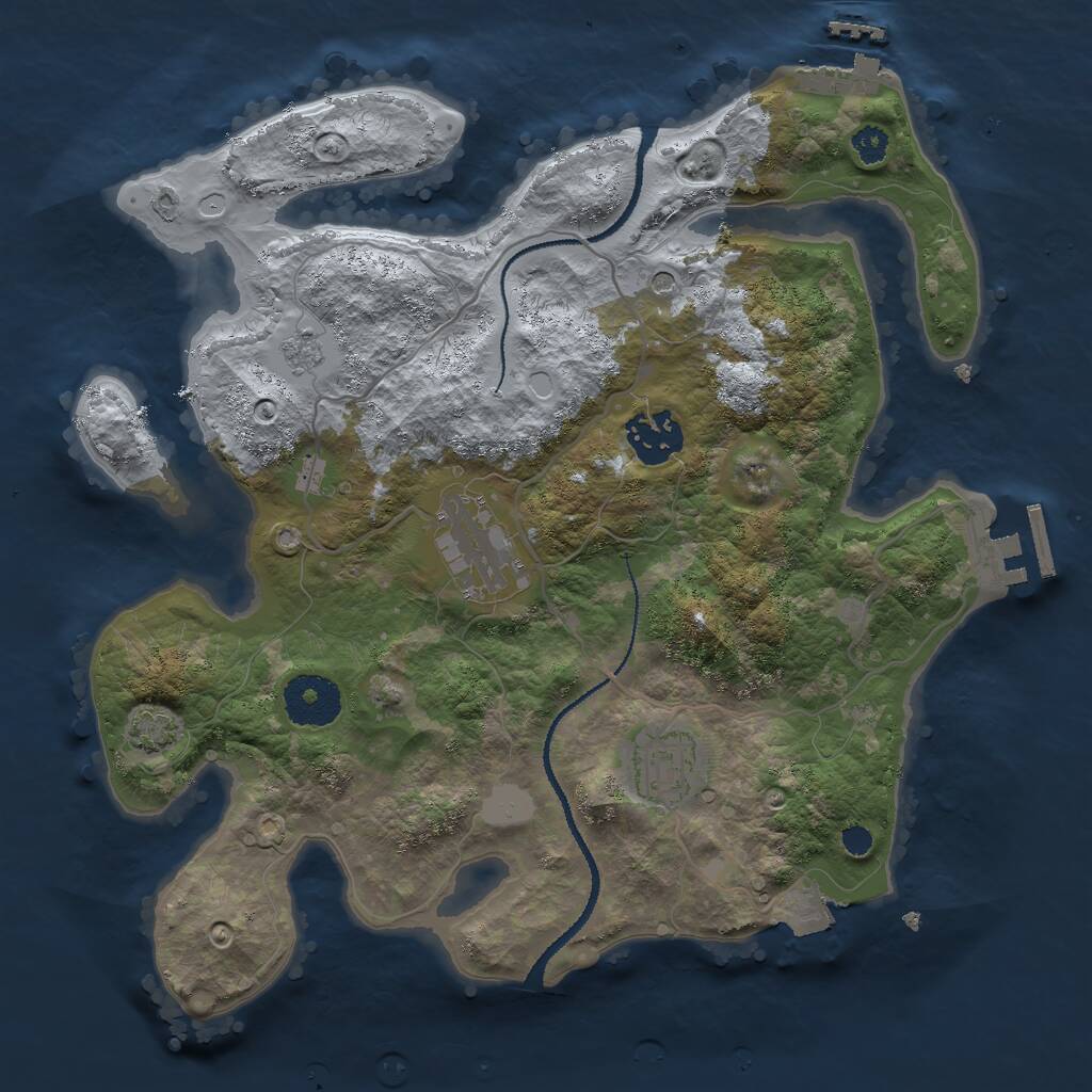 Rust Map: Procedural Map, Size: 3000, Seed: 856378, 9 Monuments