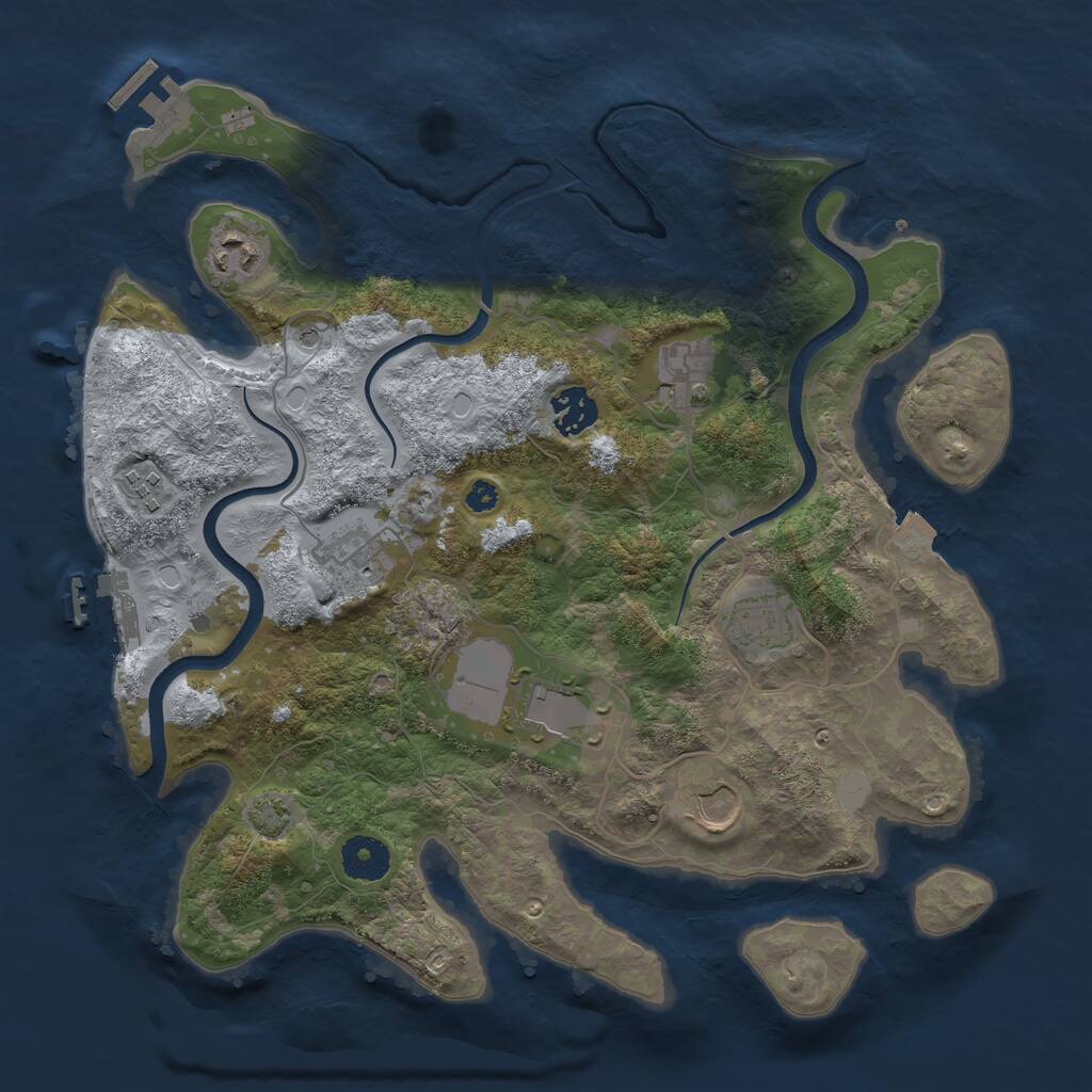Rust Map: Procedural Map, Size: 3500, Seed: 85919516, 13 Monuments