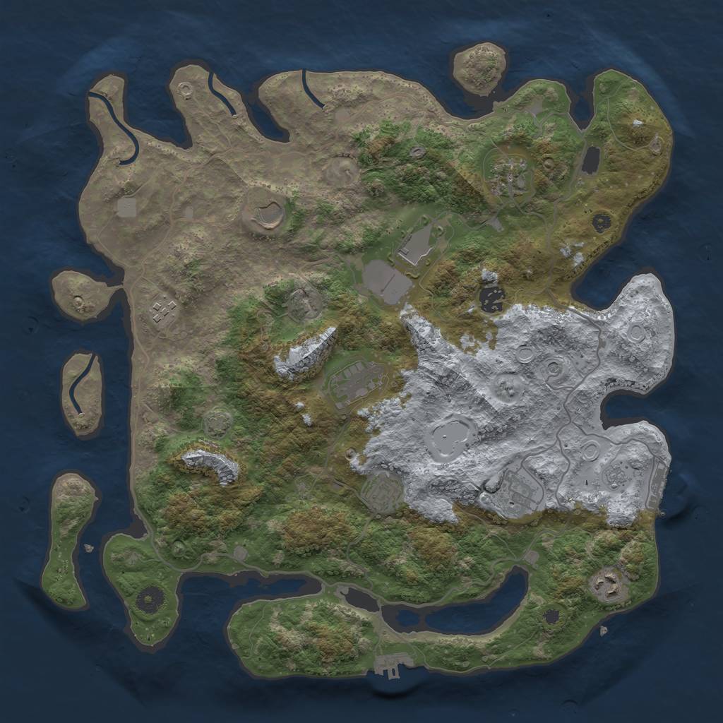 Rust Map: Procedural Map, Size: 4000, Seed: 51673883, 17 Monuments