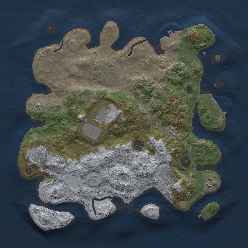 Rust Map: Procedural Map, Size: 3500, Seed: 76857214, 15 Monuments