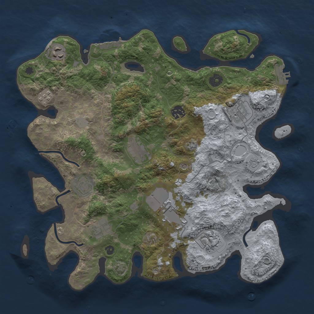 Rust Map: Procedural Map, Size: 3550, Seed: 5738234, 17 Monuments