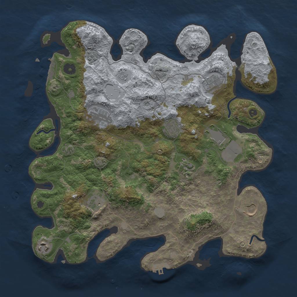 Rust Map: Procedural Map, Size: 3750, Seed: 28682962, 17 Monuments