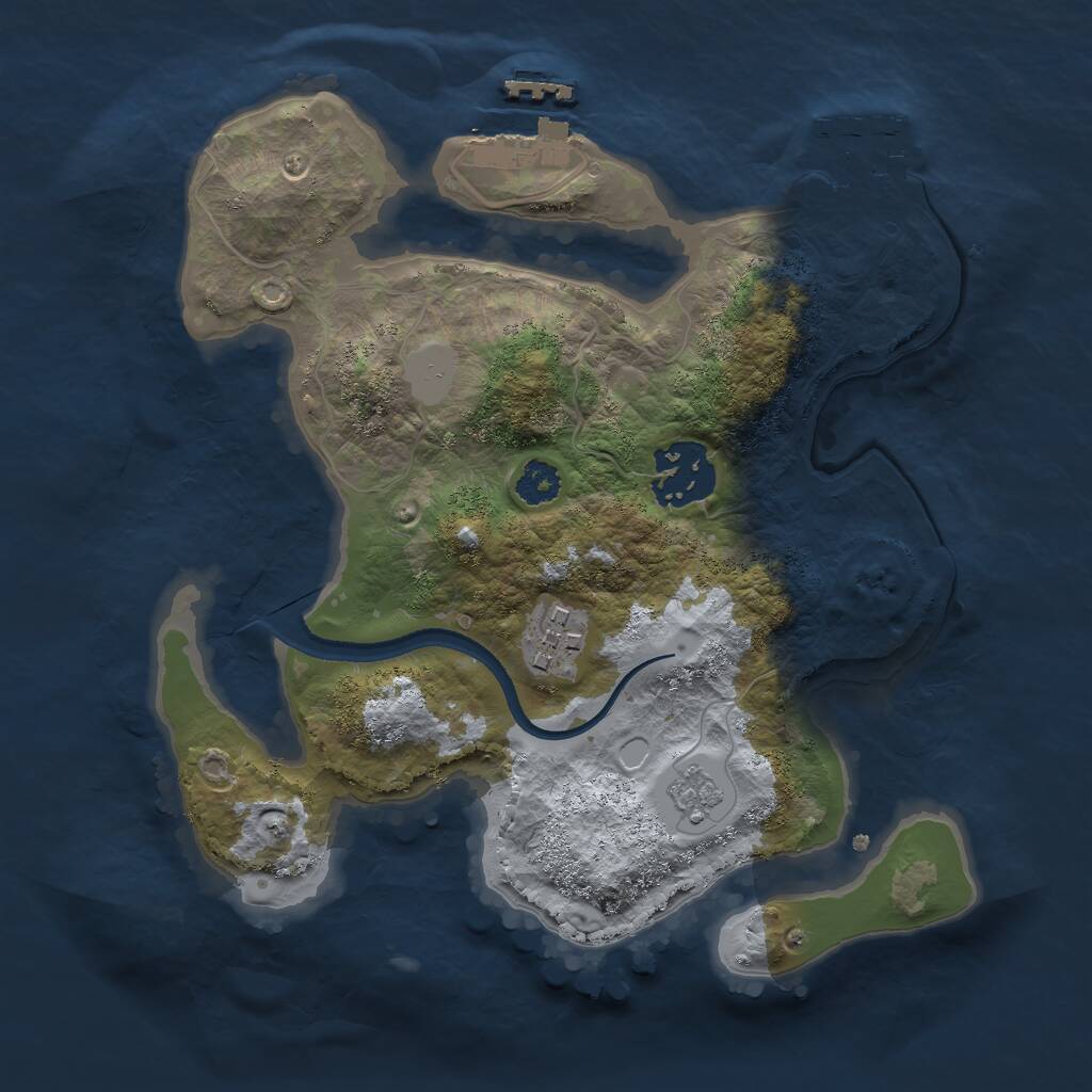 Rust Map: Procedural Map, Size: 2500, Seed: 7344, 6 Monuments