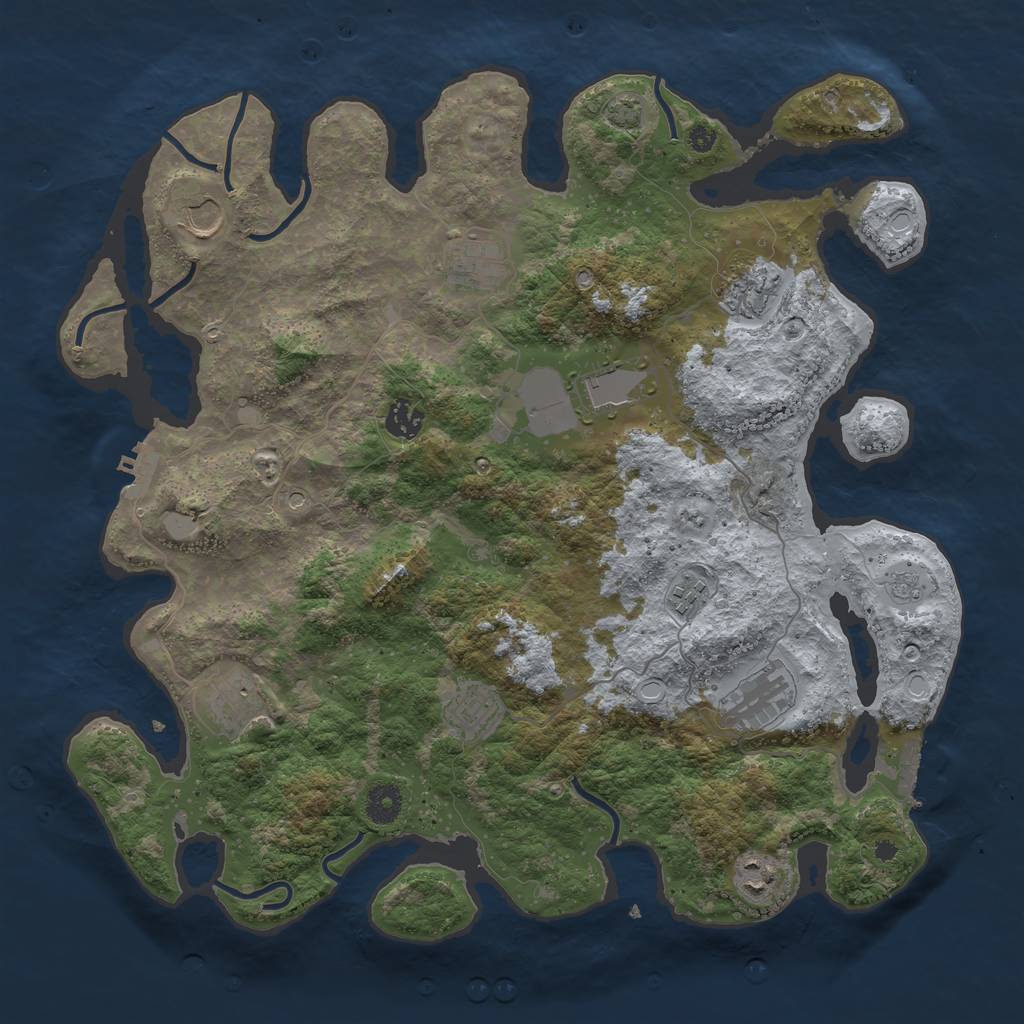 Rust Map: Procedural Map, Size: 3950, Seed: 88598927, 18 Monuments