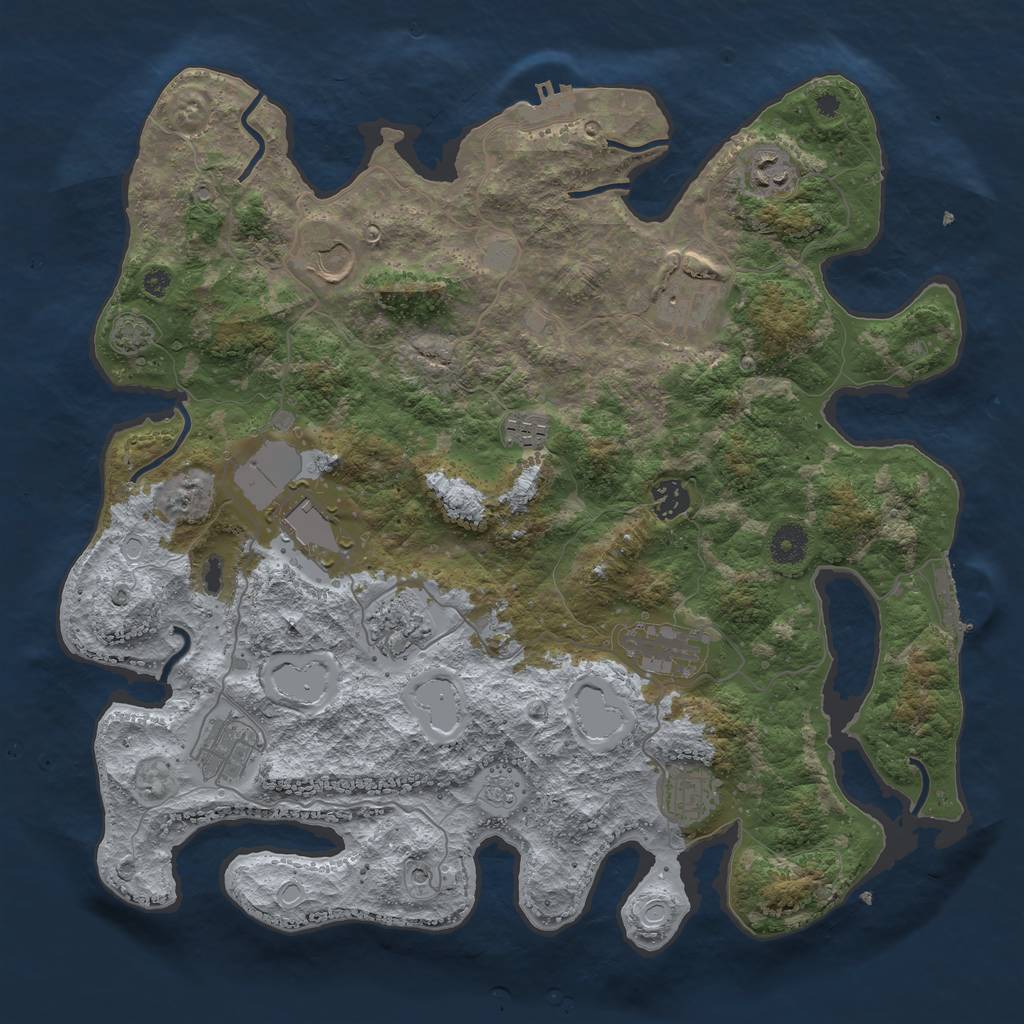 Rust Map: Procedural Map, Size: 3900, Seed: 7586071, 18 Monuments