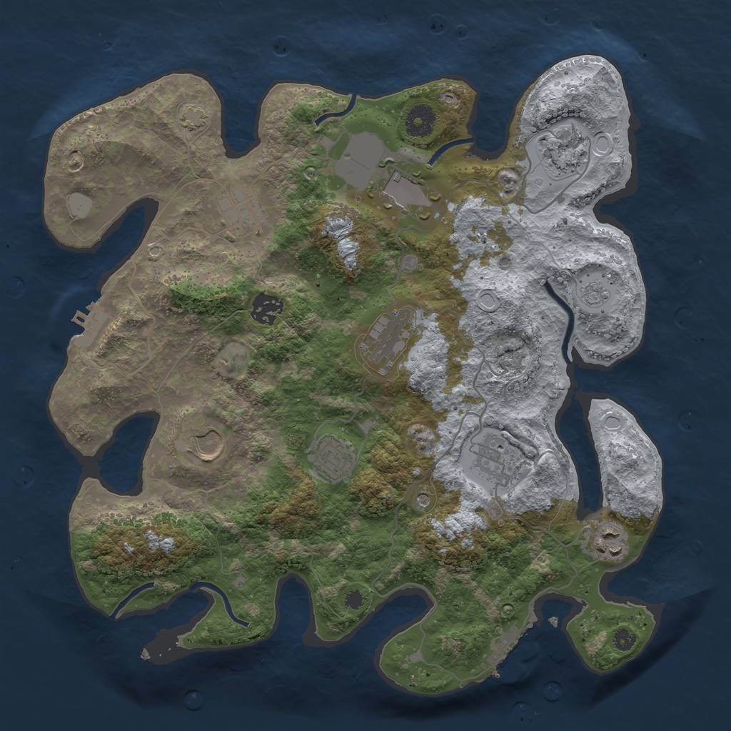 Rust Map: Procedural Map, Size: 3500, Seed: 787331394, 17 Monuments