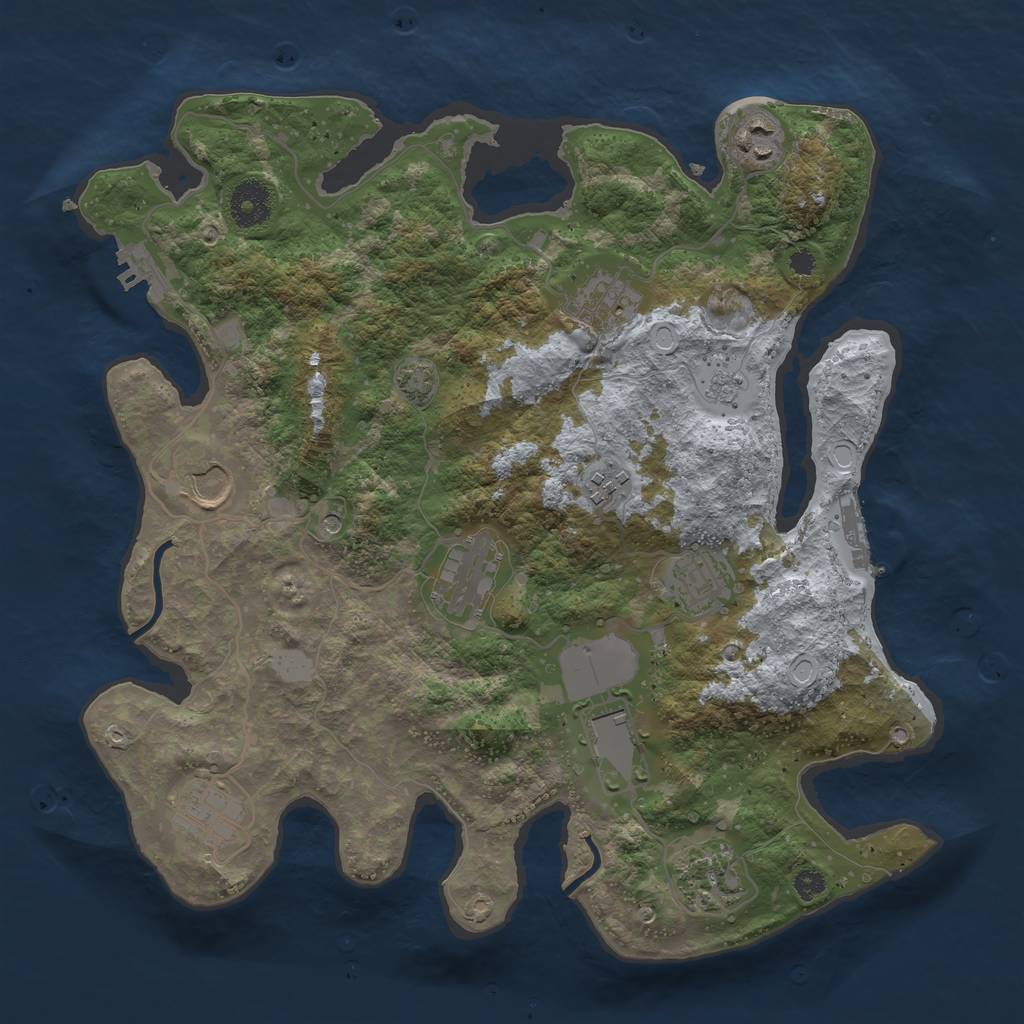 Rust Map: Procedural Map, Size: 3500, Seed: 41831038, 17 Monuments