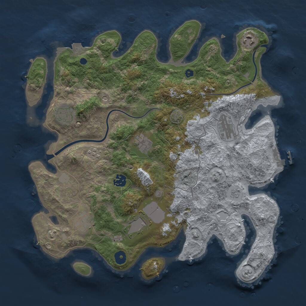 Rust Map: Procedural Map, Size: 3650, Seed: 89157049, 13 Monuments