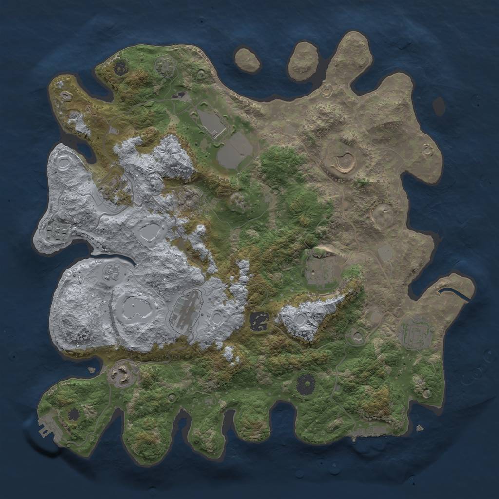 Rust Map: Procedural Map, Size: 3650, Seed: 736050, 17 Monuments