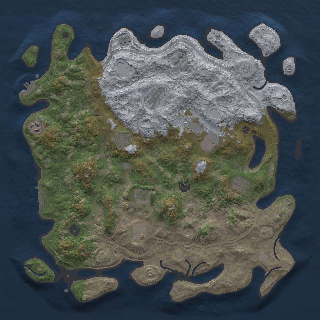 Rust Map: Procedural Map, Size: 4250, Seed: 215547845, 17 Monuments